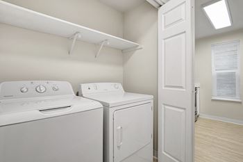 spacious laundry area with washer and dryer at 2000 Lake Washington Apartments, Renton, 98056